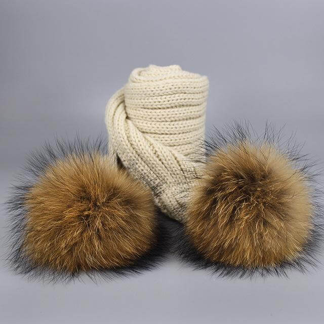 Kalsten | Warm Knitted Fur Hat Scarf Set