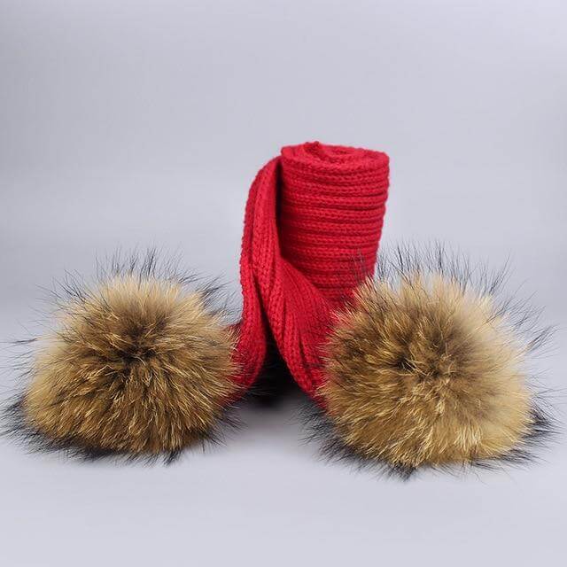 Kalsten | Warm Knitted Fur Hat Scarf Set