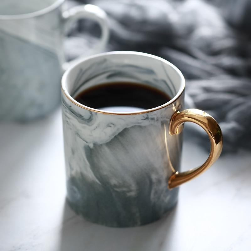 Gold-Rimmed Marble Coffee Mug | Kalsten