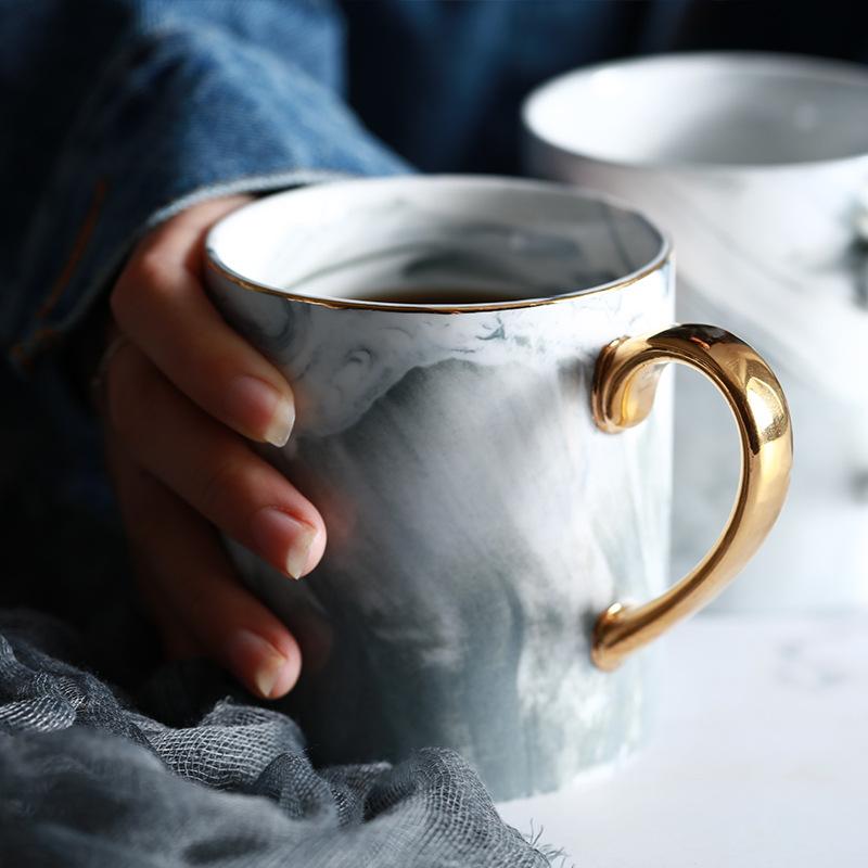 Gold-Rimmed Marble Coffee Mug | Kalsten