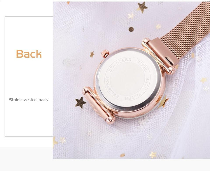 Kalsten | Fashionable Unique Mesh Magnet Buckle Exotic Starry Diamond Designer Luxury Ladies  Women Watch