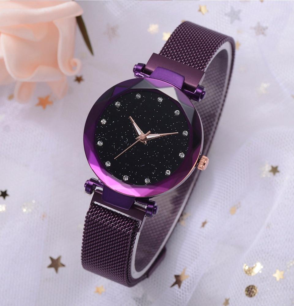 Kalsten | Fashionable Unique Mesh Magnet Buckle Exotic Starry Diamond Designer Luxury Ladies  Women Watch