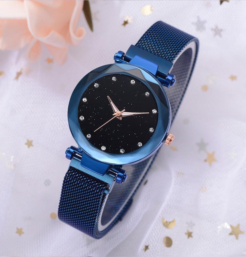 Kalsten | Fashionable Unique Mesh Magnet Buckle Exotic Starry Diamond Designer Luxury Ladies  Women Watch