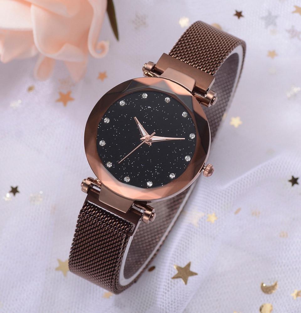Kalsten | Fashionable Unique Mesh Magnet Buckle Exotic Starry Diamond Designer Luxury Ladies  Women Watch