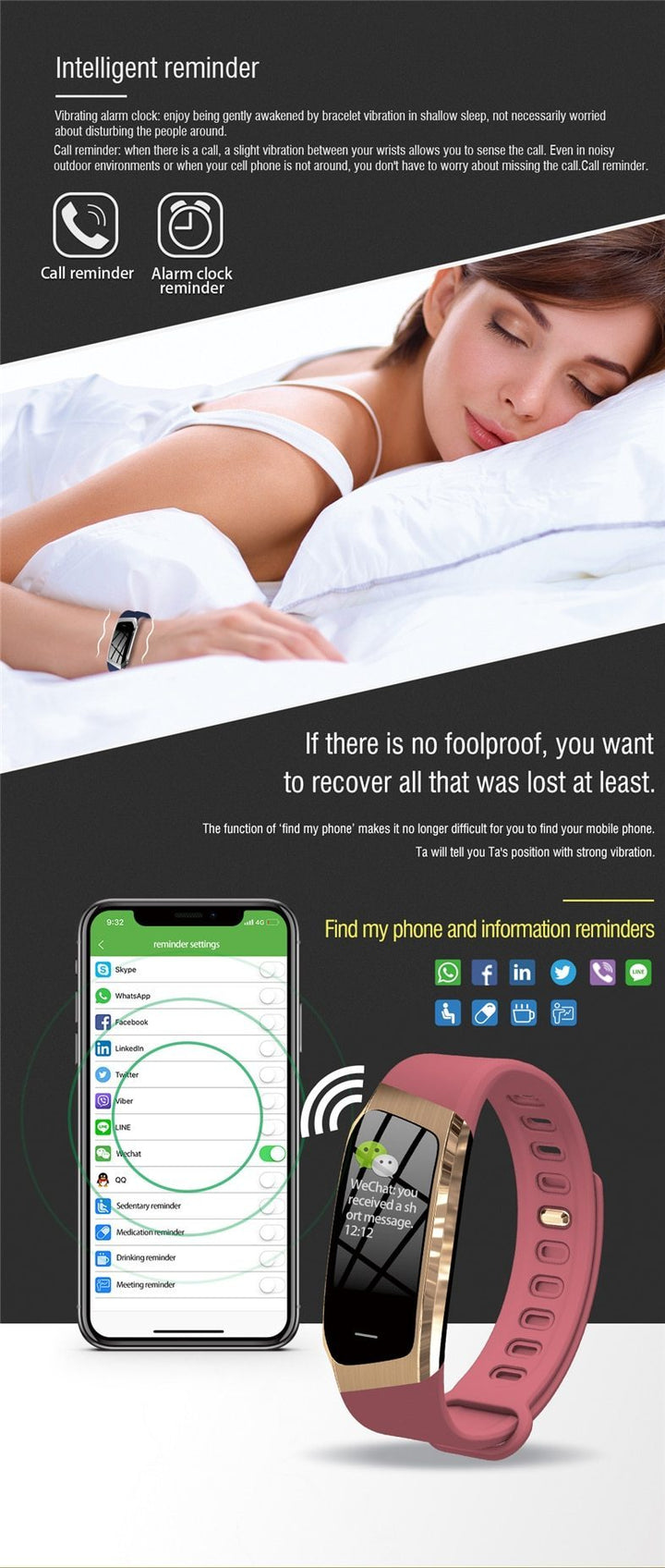 Kalsten | Fitband Smart Watch Waterproof Blood Pressure Oxygen Heart Rate Monitor Sport Bracelet