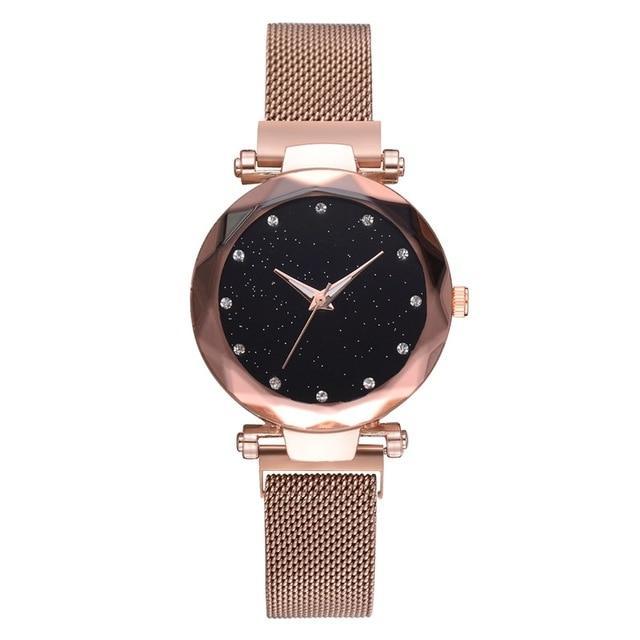 Kalsten | Fashionable Unique Mesh Magnet Buckle Exotic Starry Diamond Designer Luxury Ladies  Women Watch
