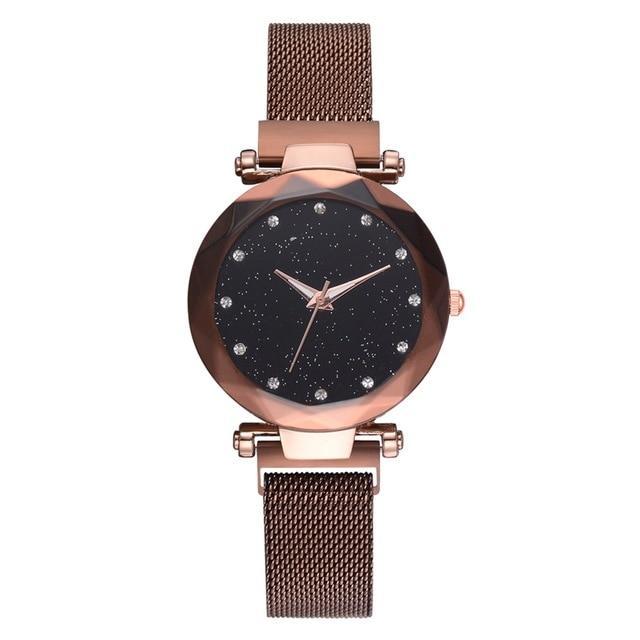 Kalsten | Fashionable Unique Mesh Magnet Buckle Exotic Starry Diamond Designer Luxury Ladies  Women Watch