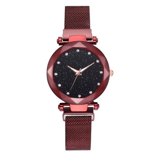 Kalsten | Fashionable Unique Mesh Magnet Buckle Exotic Starry Diamond Designer Luxury Ladies  Women Watch