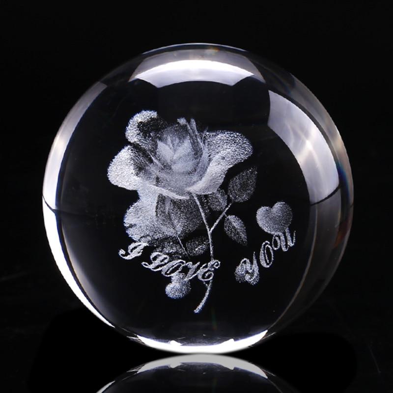 3D Rose Crystal Ball "I Love You" | Kalsten
