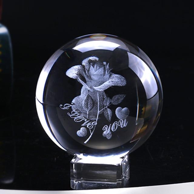 3D Rose Crystal Ball "I Love You" | Kalsten