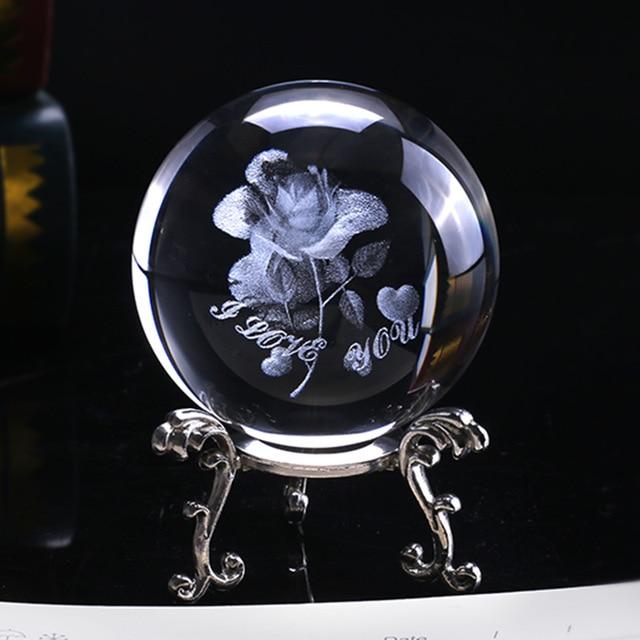 3D Rose Crystal Ball "I Love You" | Kalsten