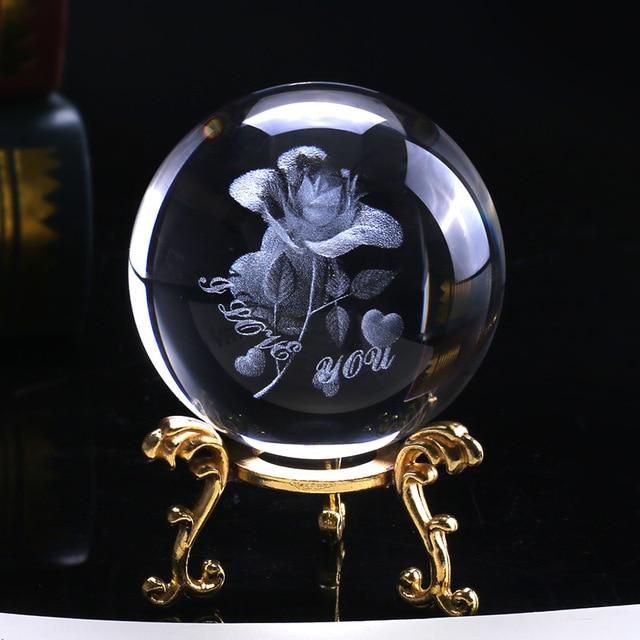 3D Rose Crystal Ball "I Love You" | Kalsten