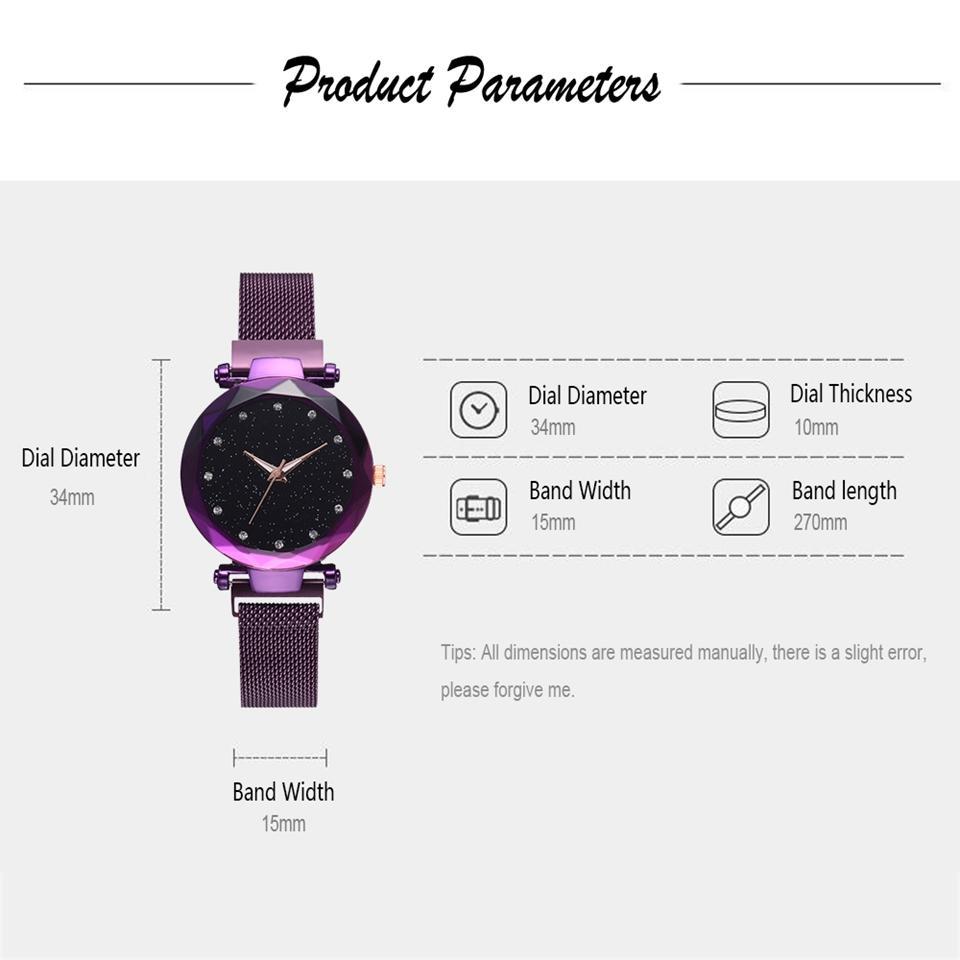 Kalsten | Fashionable Unique Mesh Magnet Buckle Exotic Starry Diamond Designer Luxury Ladies  Women Watch