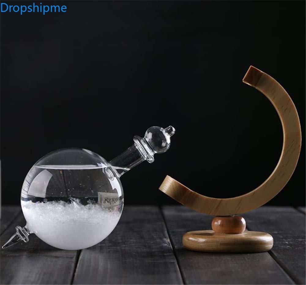 Kalsten | Storm Glass Weather Predicting Forecast Bottle Crystal Desktop Barometer with Wooden Base