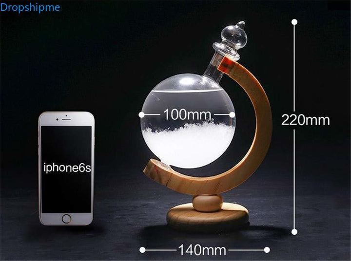 Kalsten | Storm Glass Weather Predicting Forecast Bottle Crystal Desktop Barometer with Wooden Base