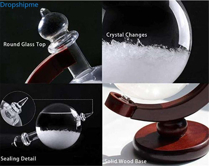 Kalsten | Storm Glass Weather Predicting Forecast Bottle Crystal Desktop Barometer with Wooden Base
