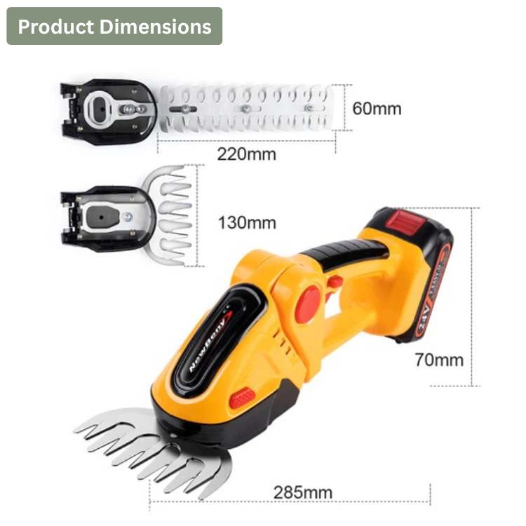 BowLift | Cordless Hedge & Shrub Trimmer | 2-in-1 Cutting Heads, Lightweight & Ergonomic for Effortless Garden Maintenance