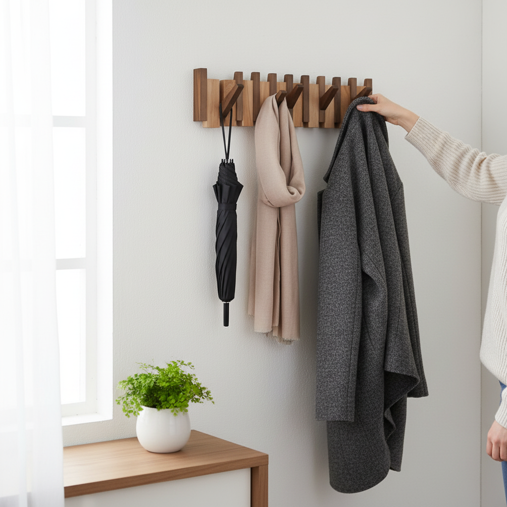 Kalsten | Elegant Wooden Coat Rack for Piano Hanger Clothing Storage