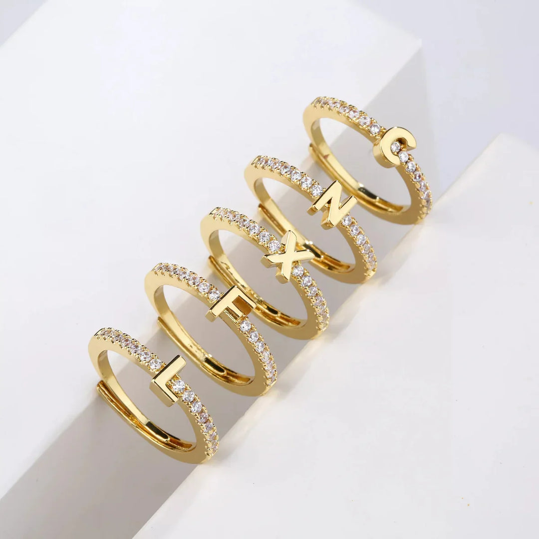 Kalsten | Radiant Adjustable Letter Initial Rings