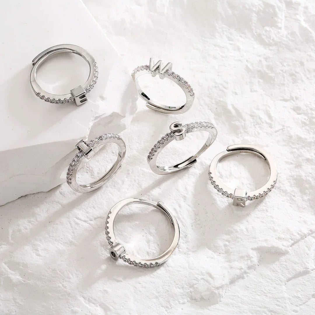 Kalsten | Radiant Adjustable Letter Initial Rings