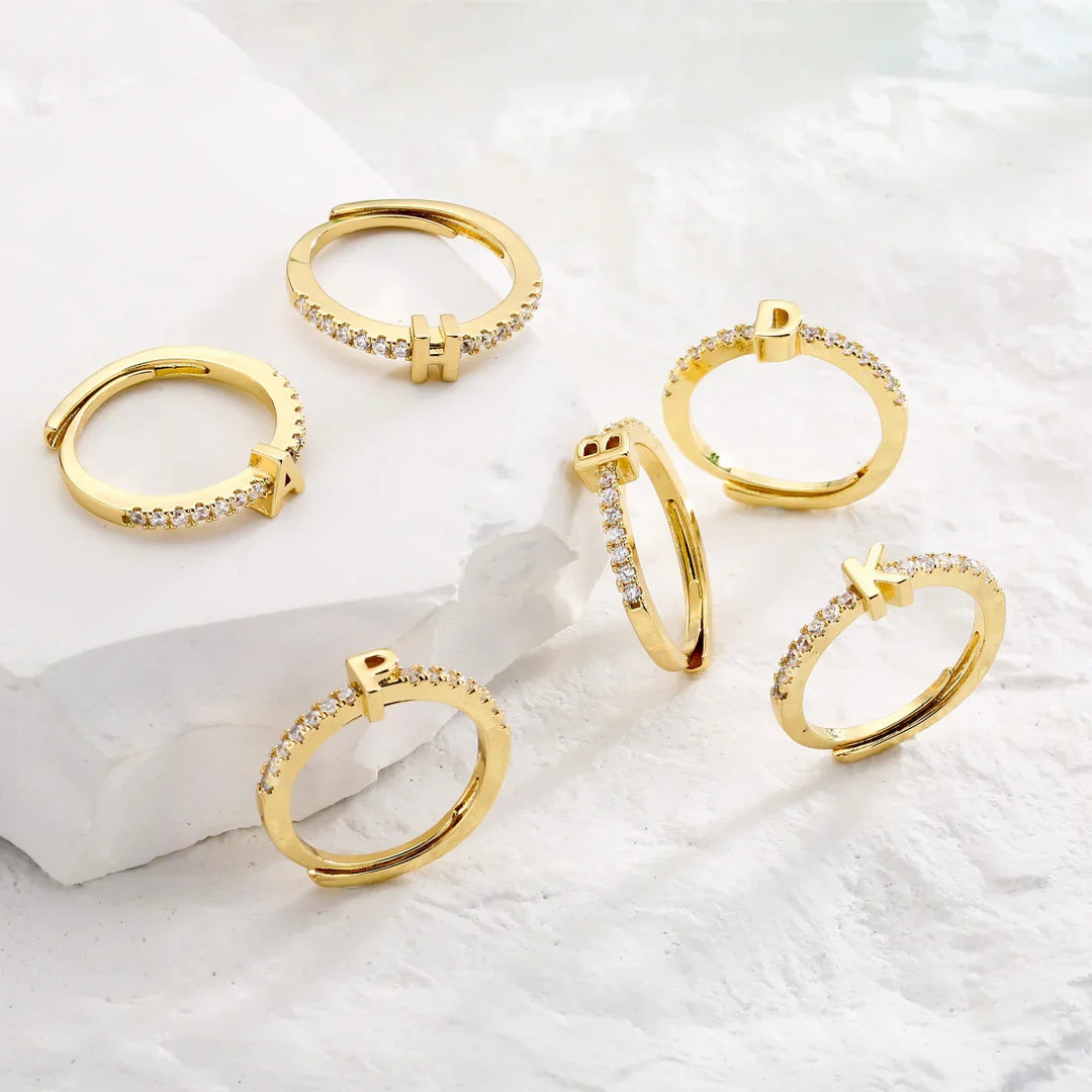 Kalsten | Radiant Adjustable Letter Initial Rings