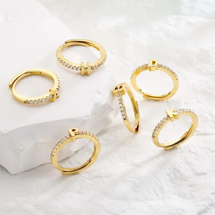 Kalsten | Radiant Adjustable Letter Initial Rings