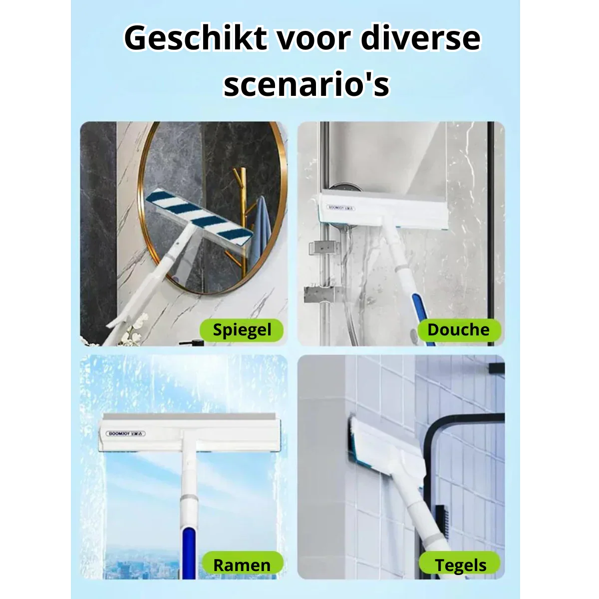 BowLift | Functional 3-in-1 Window Squeegee with Spray and Wipe Function