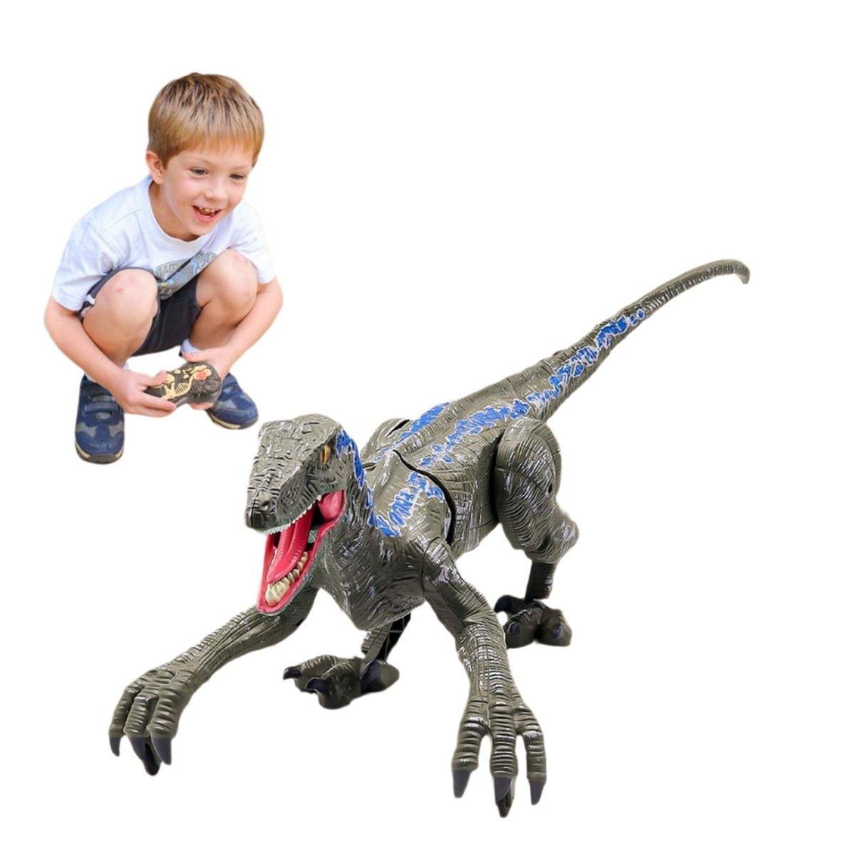 Skanto | Raptorrush Velociraptor – Remote-Controlled Dinosaur Toy with Lights, Sound, and Realistic Movement