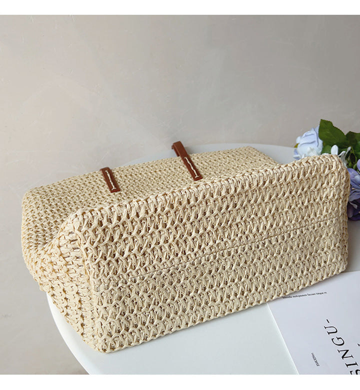 Kalsten | Rattan Woven Bag with Leather Straps - SummerBreeze Tote