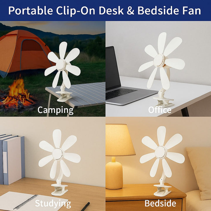 Portable Clip-On Desk & Bedside Fan | Kalsten