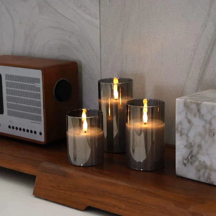 Glass Candle Table Lamp Set Kalsten