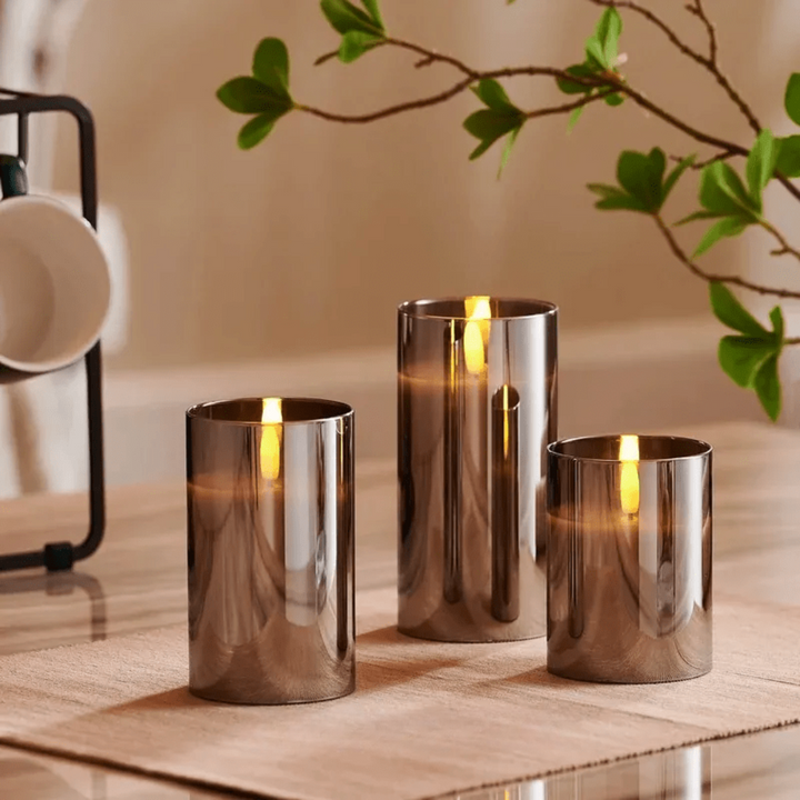 Glass Candle Table Lamp Set Kalsten