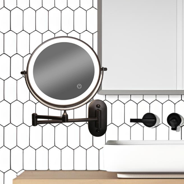 LED Wall-Mounted Bathroom Mirror with Magnification Kalsten
