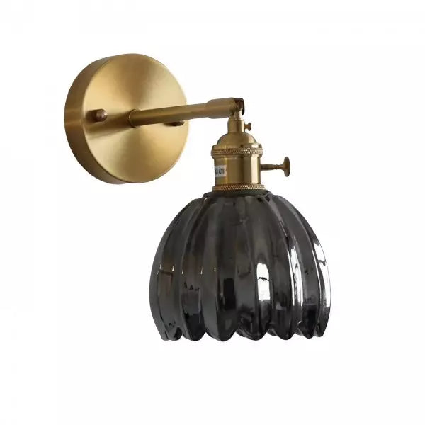 Vintage Brass Glass Wall Sconce Kalsten