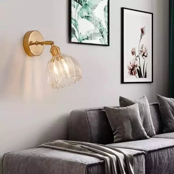 Vintage Brass Glass Wall Sconce Kalsten