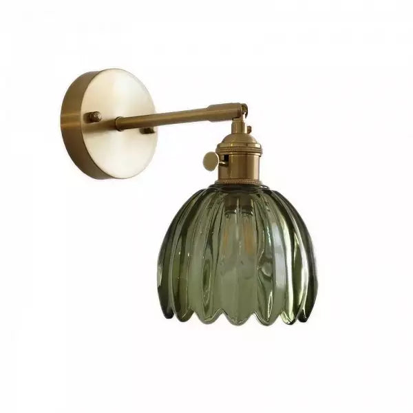 Vintage Brass Glass Wall Sconce Kalsten