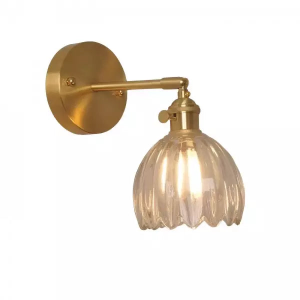 Vintage Brass Glass Wall Sconce Kalsten