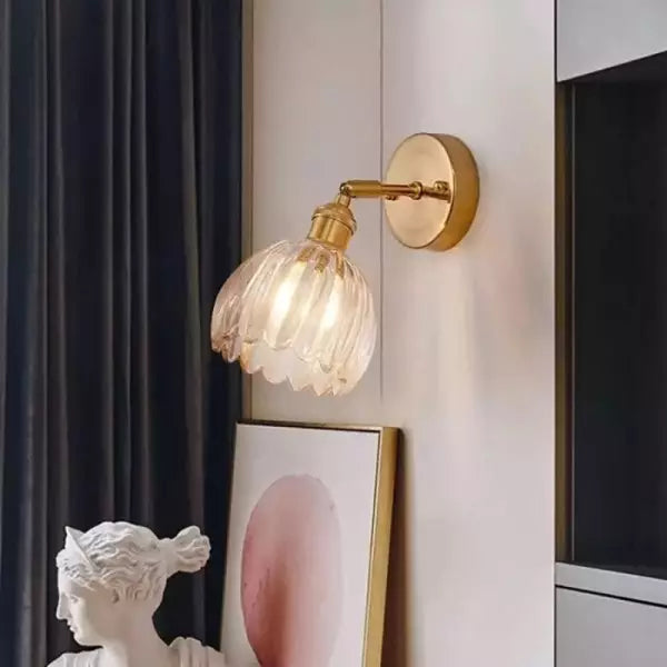 Vintage Brass Glass Wall Sconce Kalsten