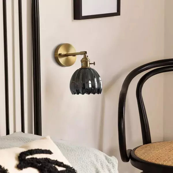 Vintage Brass Glass Wall Sconce Kalsten