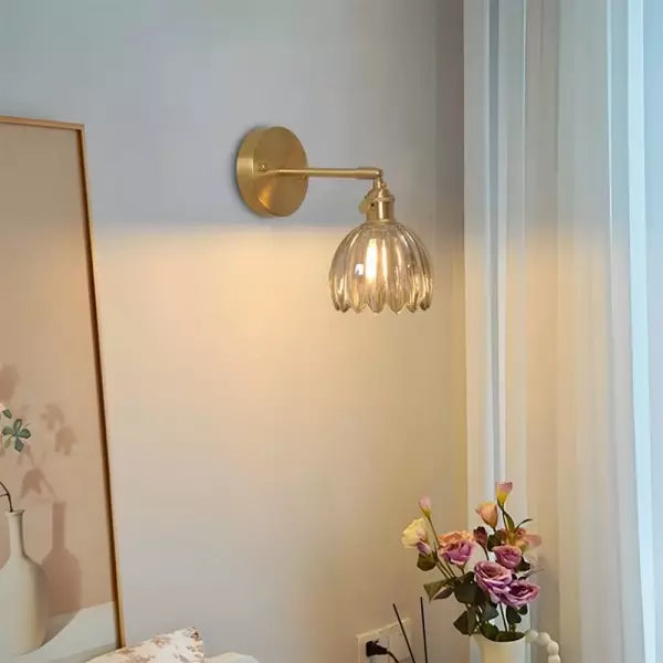 Vintage Brass Glass Wall Sconce Kalsten
