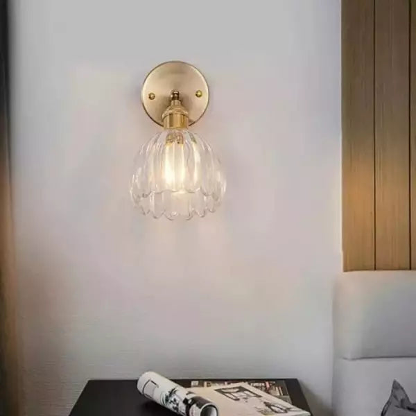 Vintage Brass Glass Wall Sconce Kalsten