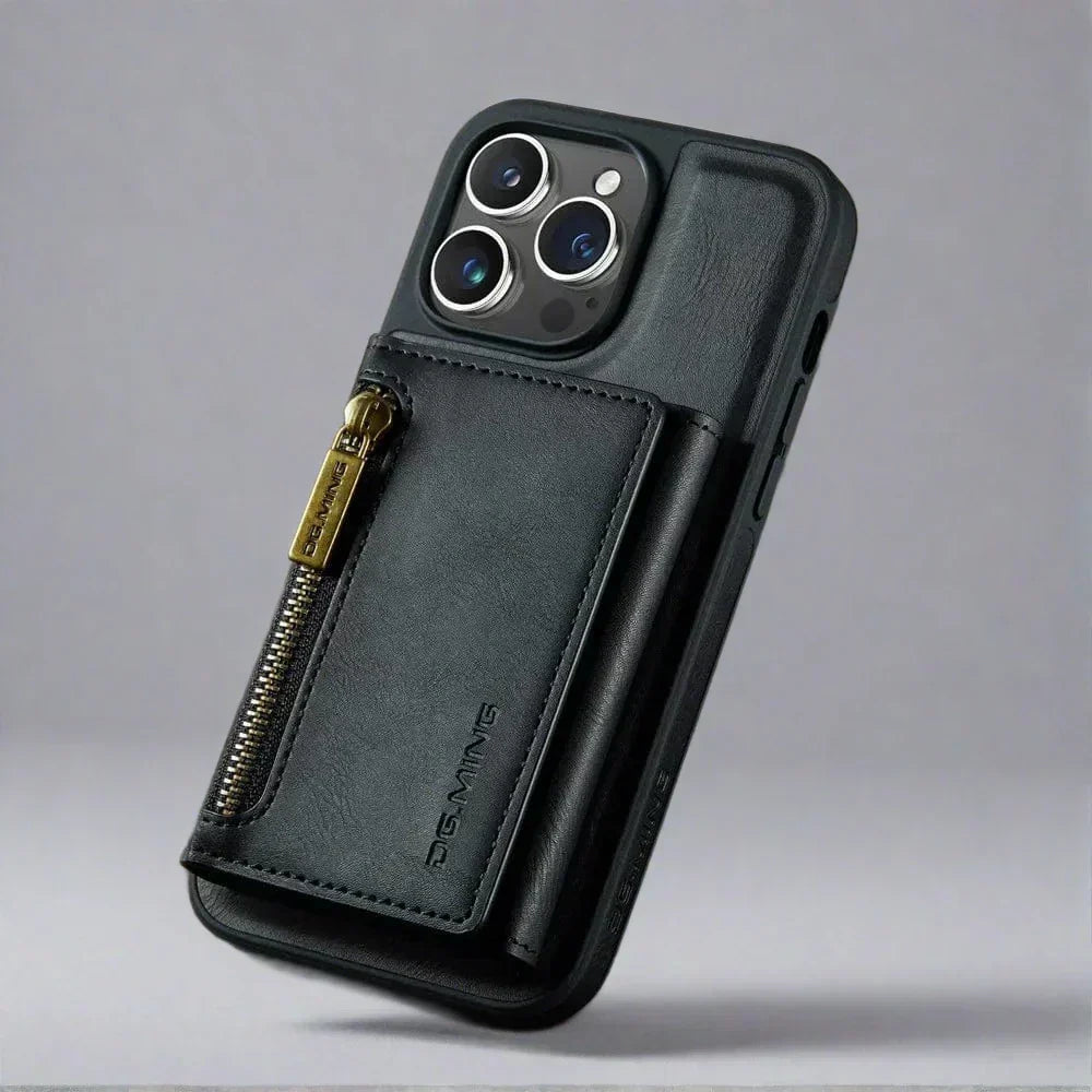 Kalsten | RFID iPhone Wallet Case | Removable Magnetic Leather Car Mount Shockproof Case