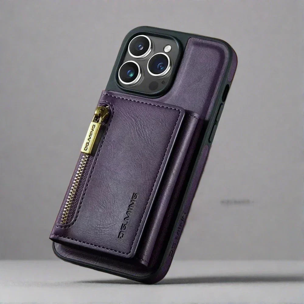 Kalsten | RFID iPhone Wallet Case | Removable Magnetic Leather Car Mount Shockproof Case