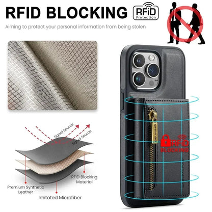 Kalsten | RFID iPhone Wallet Case | Removable Magnetic Leather Car Mount Shockproof Case