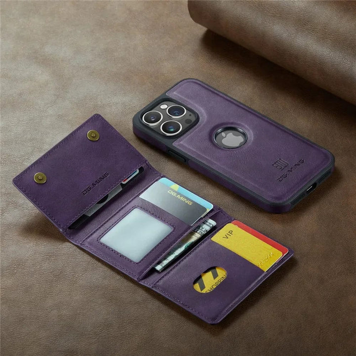 Kalsten | RFID iPhone Wallet Case | Removable Magnetic Leather Car Mount Shockproof Case