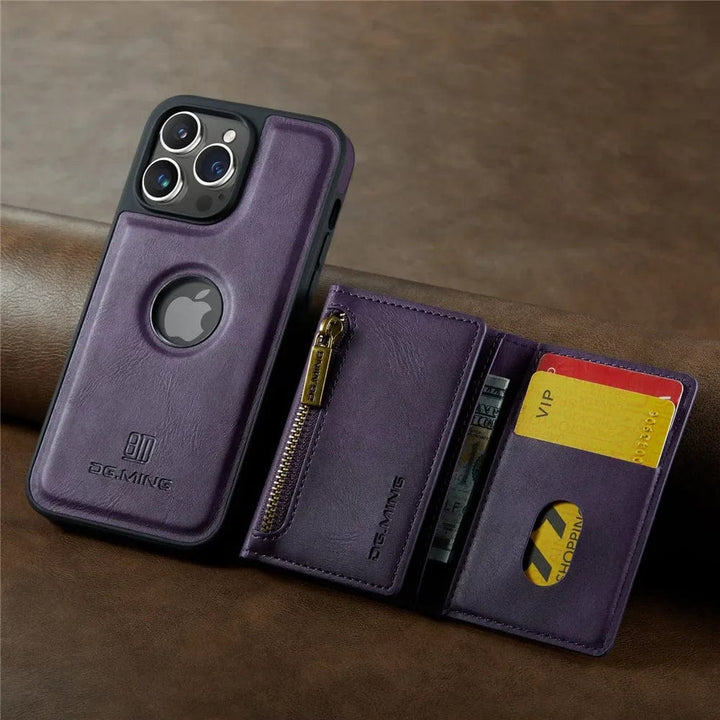 Kalsten | RFID iPhone Wallet Case | Removable Magnetic Leather Car Mount Shockproof Case
