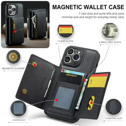 Kalsten | RFID iPhone Wallet Case | Removable Magnetic Leather Car Mount Shockproof Case