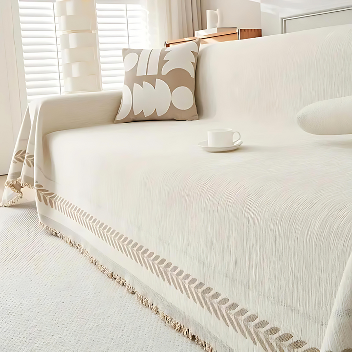 Rustic Cotton Sofa Cover with Tassels Kalsten