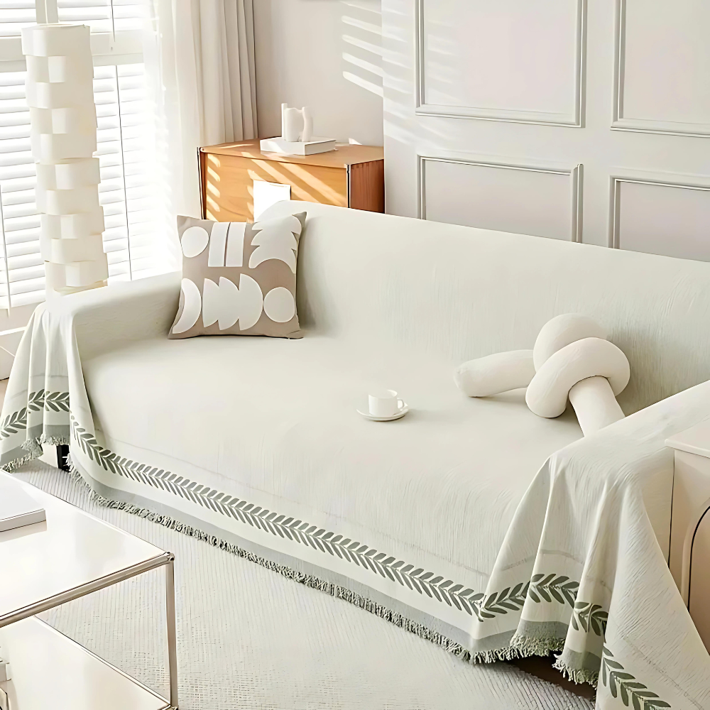 Rustic Cotton Sofa Cover with Tassels Kalsten