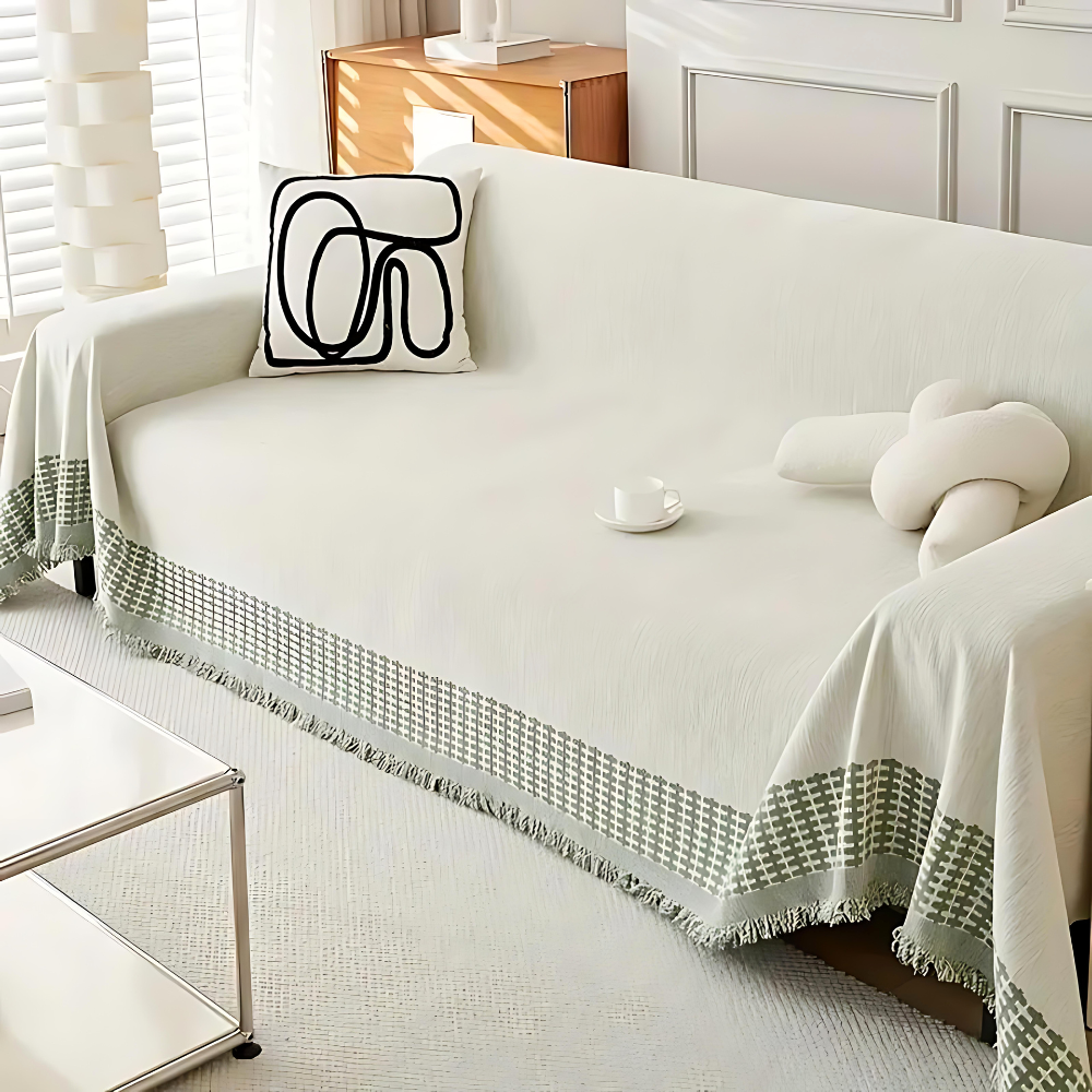 Rustic Cotton Sofa Cover with Tassels Kalsten